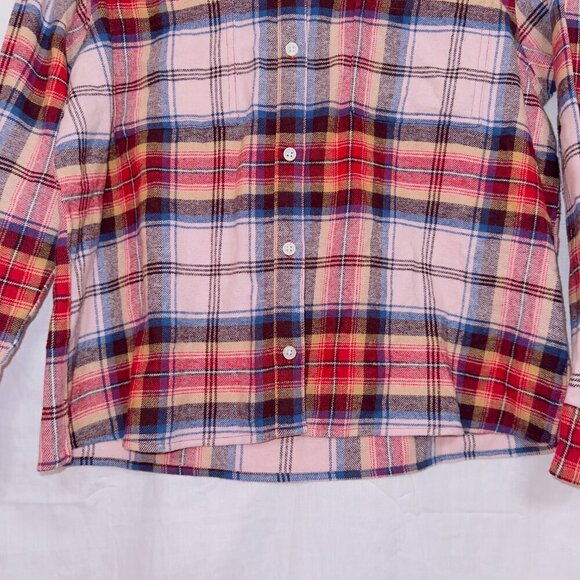Old Navy NWT Red Plaid Long Sleeve Button Front Boyfriend Shirt size medium - Picture 5 of 7